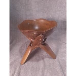 Hand Carved Wood Bowl w Interlocking Stand Made in Philippines